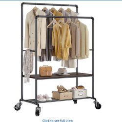 Industrial-Style Double-Bar Clothing Rack — Lightly Used, Fully Disassembled, Heavy-Duty (400 lbs Capacity)