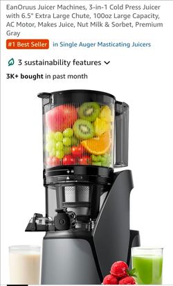 EanOruus Juicer Machines, 3-in-1 Cold Press Juicer