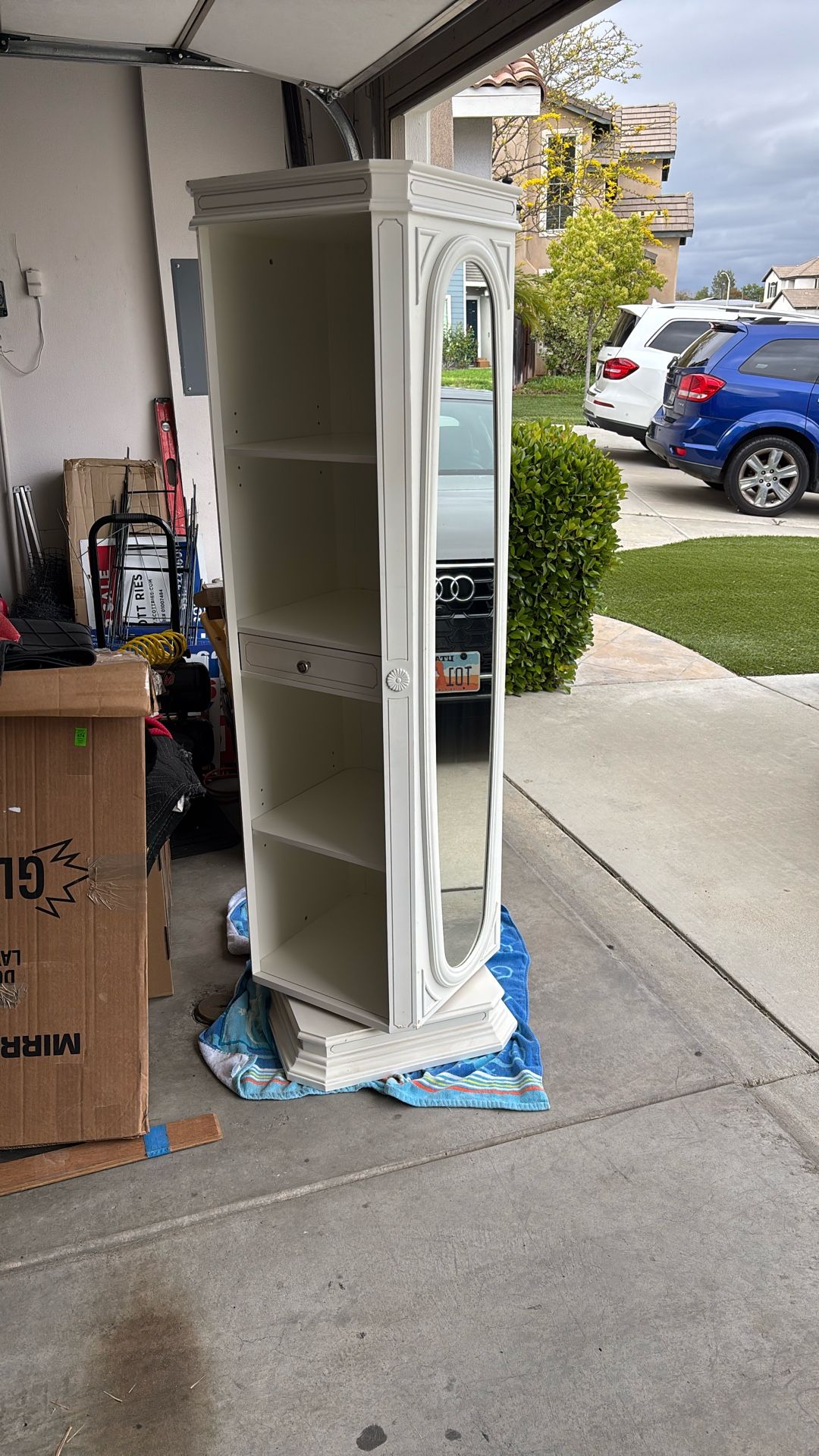 Bombay Swivel Mirror Storage accent cabinet