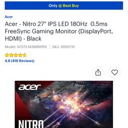 Acer Gaming monitor 180hz Ips 0.5ms