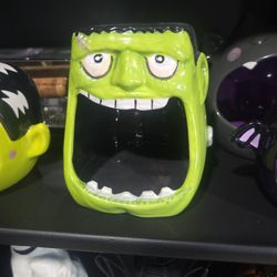 Frankenstein halloween decor candy dish or sponge holder 