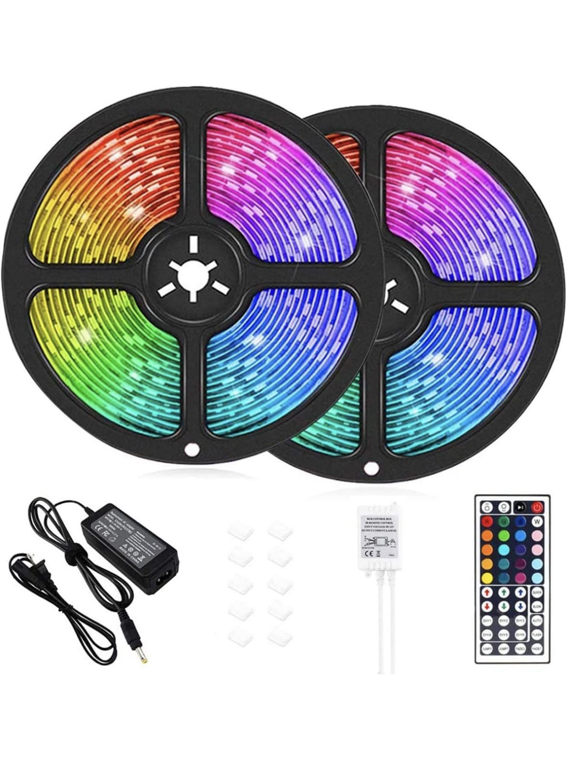 LED Strip Lights Kit 32.8ft /10M 300LEDs SMD 5050 RGB 12V 5A Power Supply Rope Lights IP65 Waterproof Flexible Tape Light Kit with Sensitive Reaction