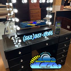 Black Vanity Desk New Led Lights Dresser Mueble Drawer 