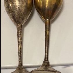 Two Vintage Silver 25 Year Anniversary Goblets 1959