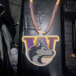Hand Beaded Huskies Logo Pendant 