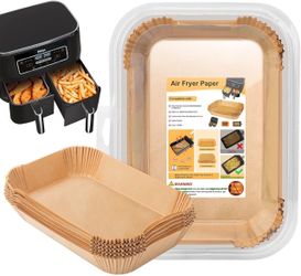Air Fryer Liners Disposable for Ninja Air Fryer, 125 Pcs Non-Stick Parchment Paper - Oil-proof (22x14.5cm), Brown
