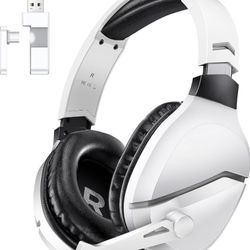 Wireless Gaming Headset with Noise Canceling Microphone for PS5, PC, PS4, 2.4G/B