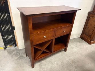 Cherry Finished Wine Cabinet with Glass and Bottle Storage