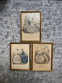 Antique mid 1800s fashion prints