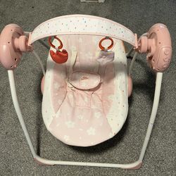 Pink Portable Baby Swing