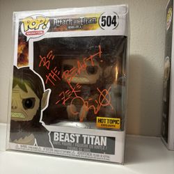 Beast Titan Funko Pop #504 AOT Hot Topic Excl COA Signed 