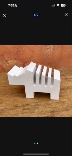 One Heavy Modern Rhino Bookend Sculpture