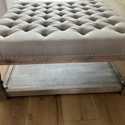 Linen Tufted Ottoman