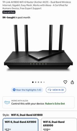 TP-Link AX1800 WiFi 6 Router (Archer AX21)