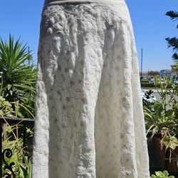 Margaret O'Leary Cotton Eyelet Lined A-line Midi Skirt Medium