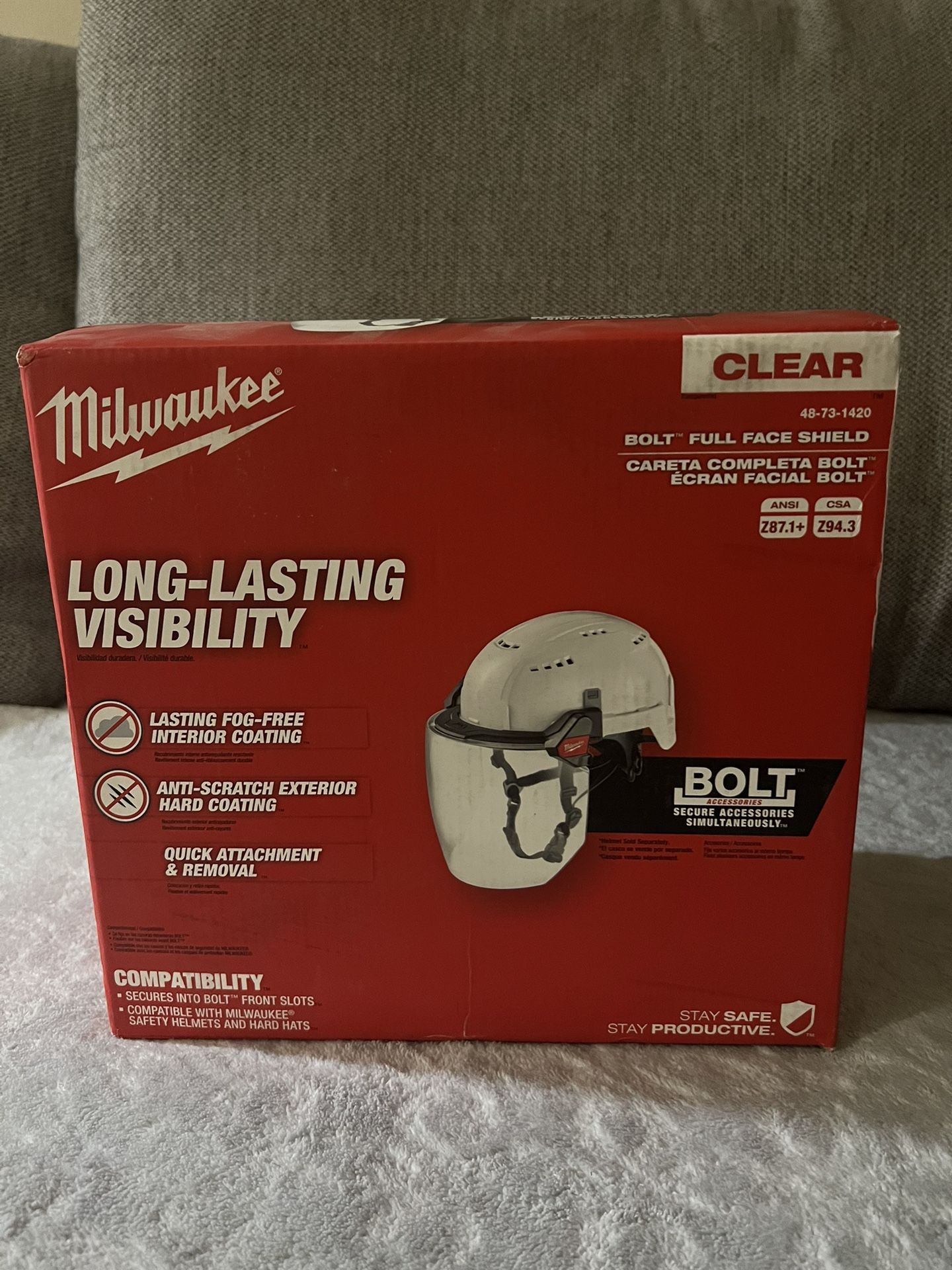 Milwaukee 48-73-1420 BOLT FullFace Shield Clear Dual Coat Lens for Hard Hats