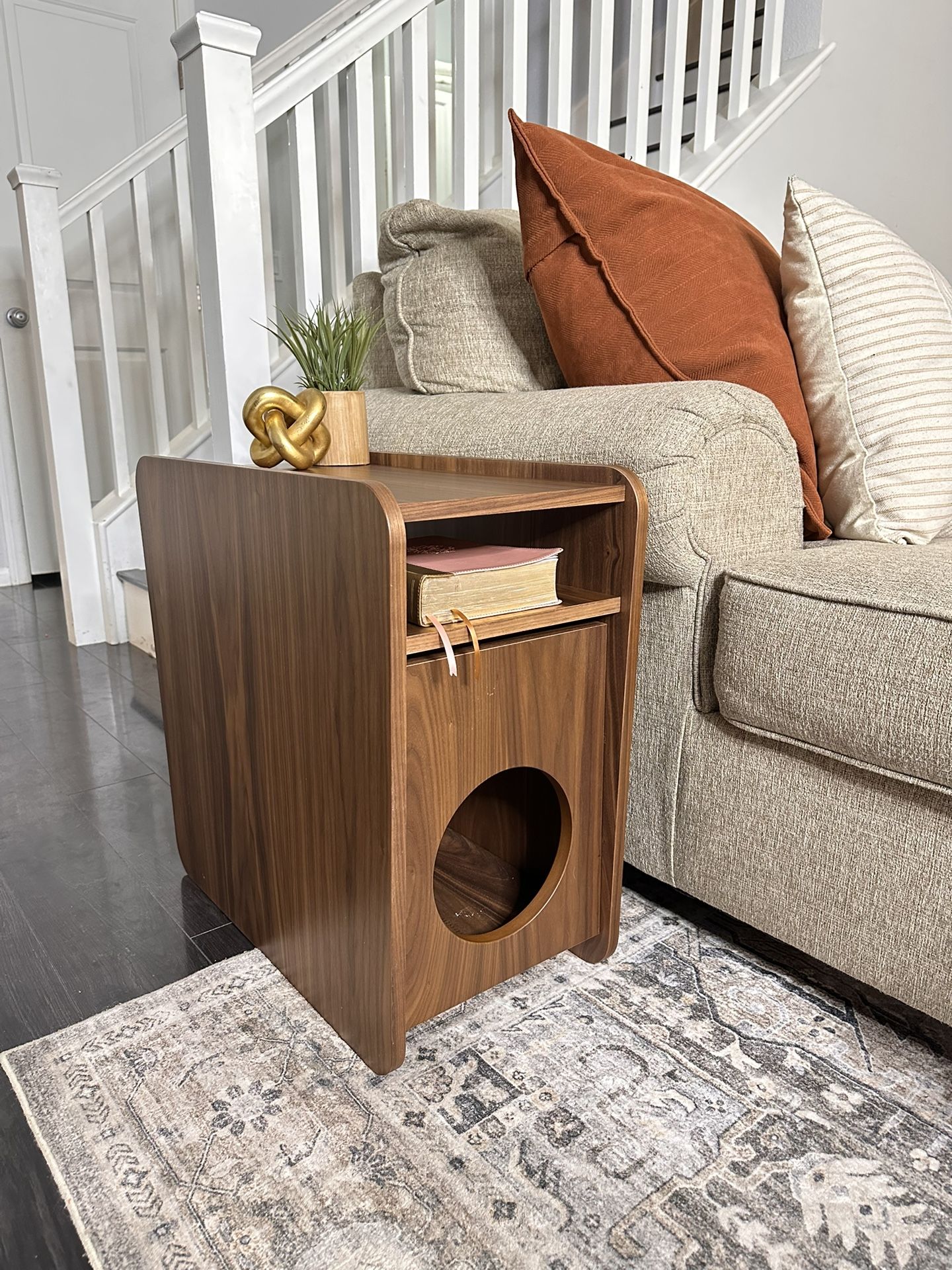 Modern End Side table With Storage And Hidey For Let’s mcm Wood Furniture