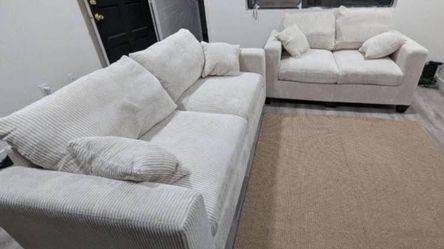New Corduroy Couch And Love Seat Set/ Free Delivery 