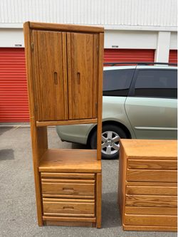 Solid oak bookcase.