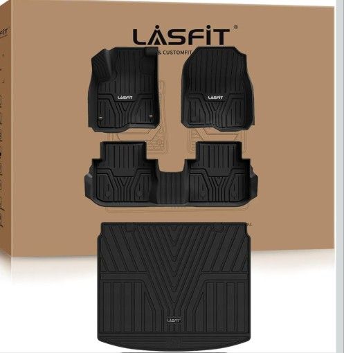 LASFIT Floor Mats and Cargo Liner for Honda CR-V 2023 2024 2025 2026 (Include Hybrid Models), All Weather TPE Car Trunk Mat (Upper Position), 1st & 2n