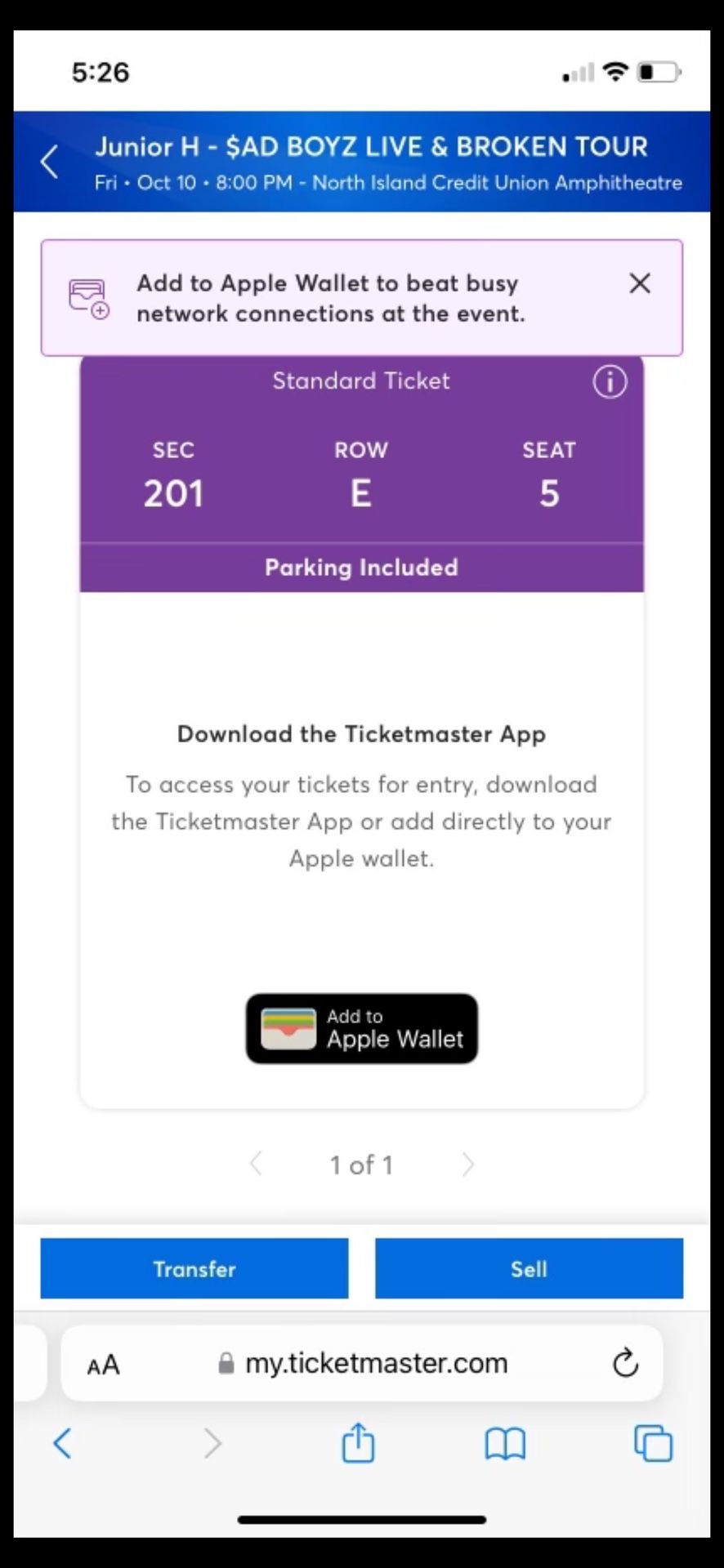 Junior H Ticket 