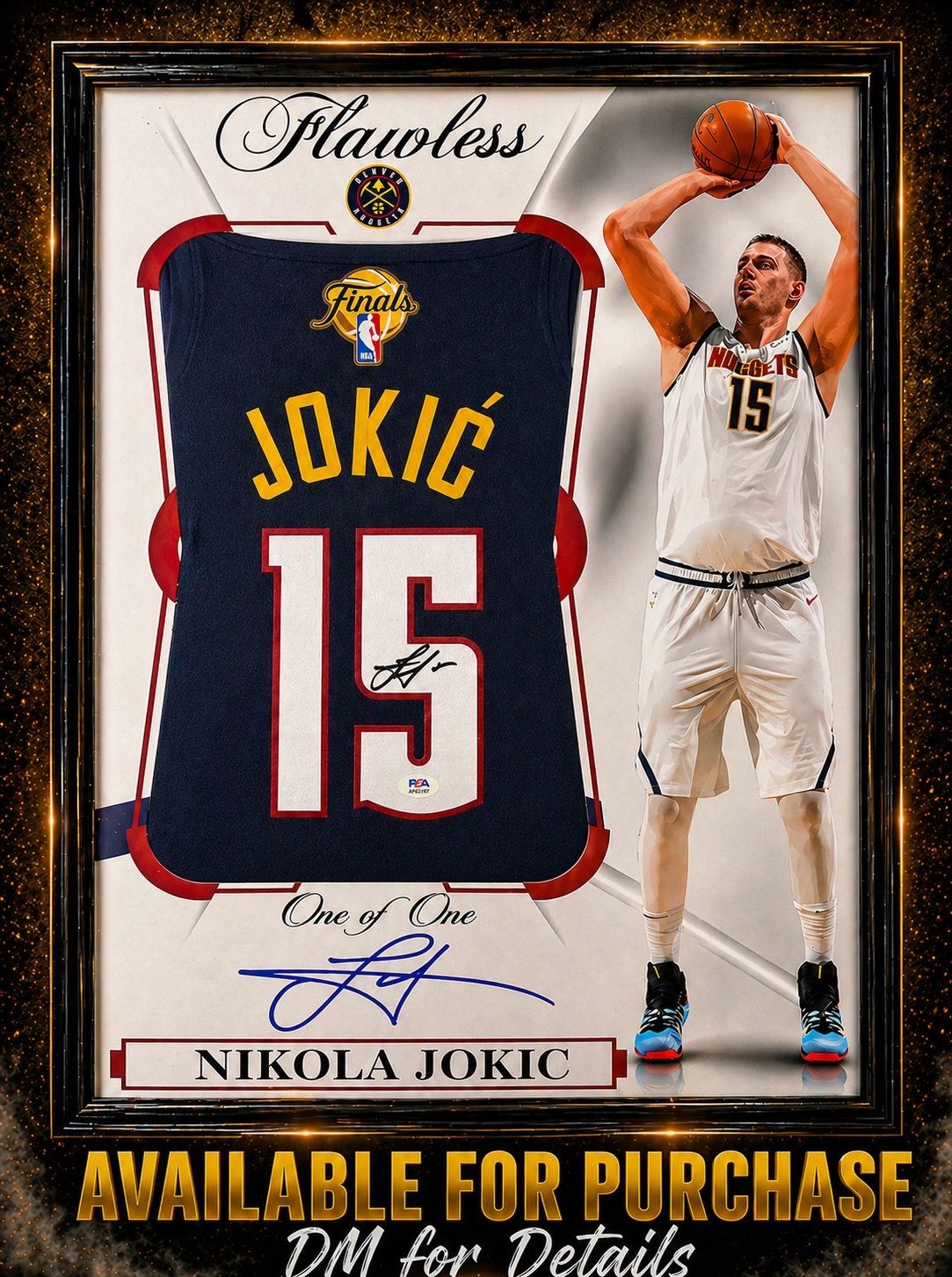 Jokic signed jersey frame