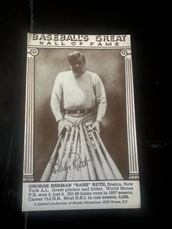 Baseball’s great Hall of Fame Babe Ruth card