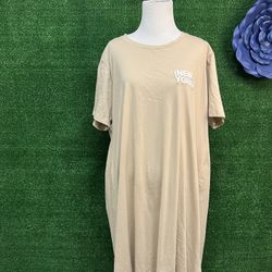 Zara Beige Short Sleeve New York T Shirt Dress Size Large