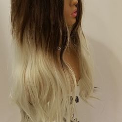 Long Brown With Blonde Wavy Wig