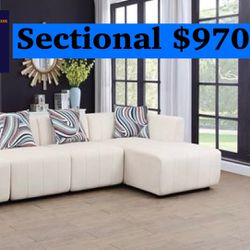 Brand New White Microfiber Sectional Sofa Couch 