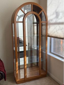 Vintage Curio Arch Cabinet Shelf Bookcase
