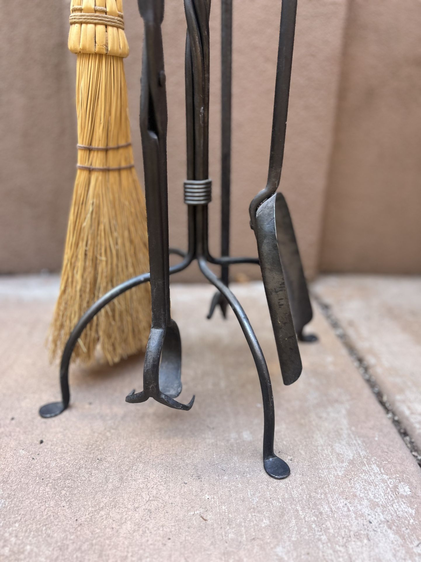 Shepherds Crook Fireplace Tool Set 5 Piece Set handles, Fire Pit Tools, Fire Tending Tools