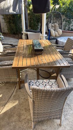 Outdoor Patio Dining Set with Fire Table