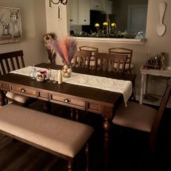 Table, Bench, & 4 Chairs For Sale