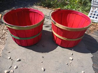 2 Red Produce Baskets, Great For Fall Decorations 