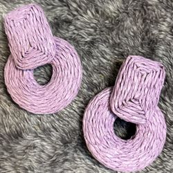 Darling Lavender Straw Look Earrings 