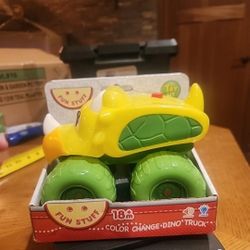 Dinosaur Truck Fun Stuff Color Change Dino Car Musical Yellow Green 6 Inch