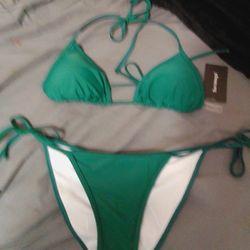 Dark Green String Bikini Size Medium 
