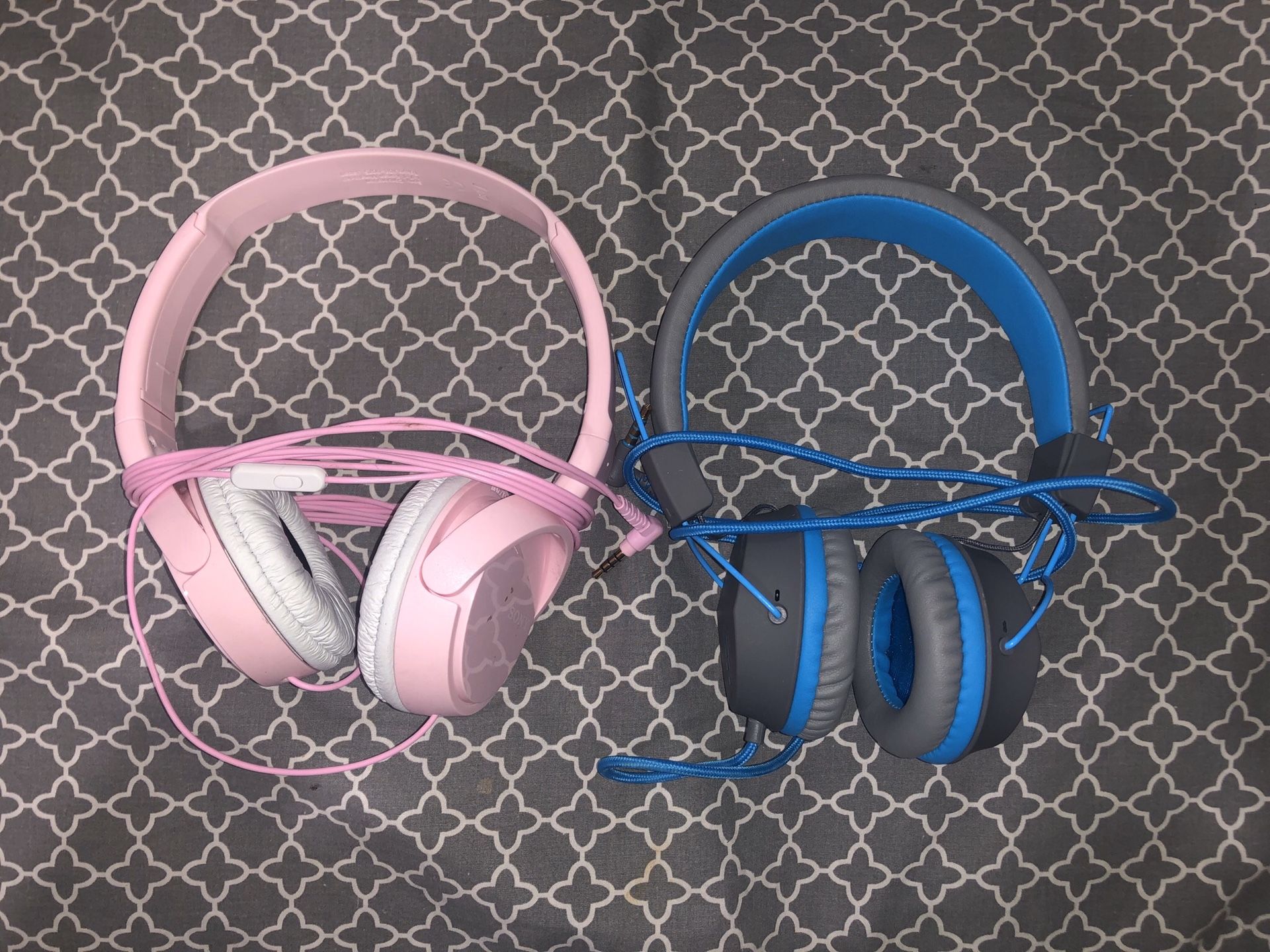 2 -blue n pink headphones