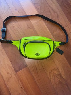 neon green coach fanny