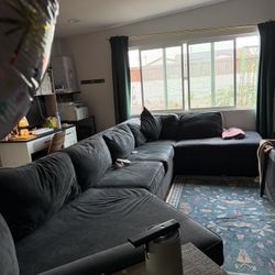 14 Ft Couch On Black  3 Sections