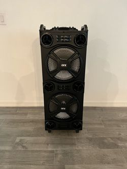QFX Dual Rechargeable Bluetooth Speaker System with Surround LED Party Lights & Graphic Display