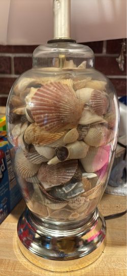 Glass Fillable Table Lamp with Seashells