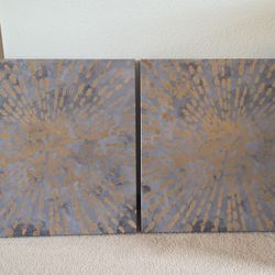 2 Gray & Gold Canvas Wall Pictures