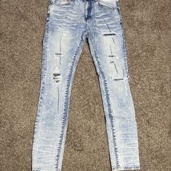 Fashion Nova Mens Washed Blue Skinny Jeans