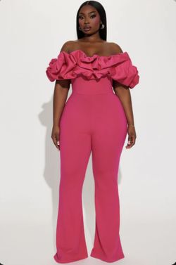 Pink Ruffle Sleeve Jumpsuit