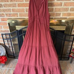 LADIES XS OLD NAVY BURNT ORANGE TIERED MAXI DRESS
