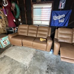 Leather Power recliner sofa