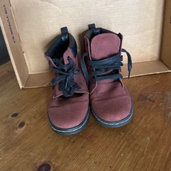 Dr. Martens Burgundy Red Canvas High Top Boots