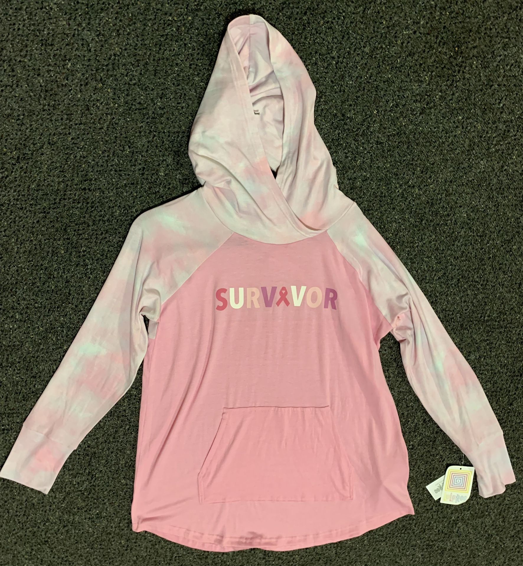 New LulaRoe Amber breast cancer survivor women’s size large hoodie shirt